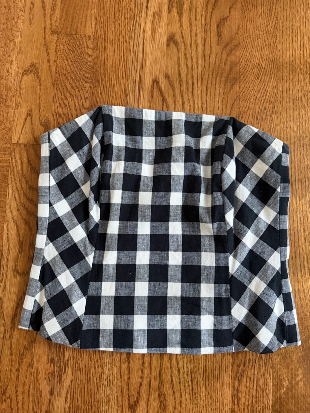 Etcetera Check strapless corset top